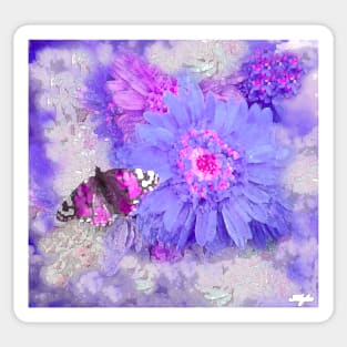 DAISY SO PRETTY Ultra Violet and Blue Sticker